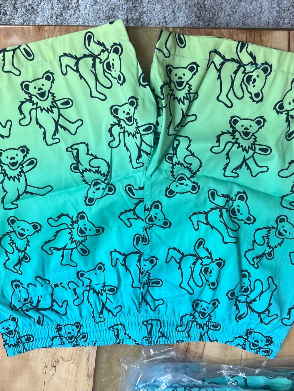 Grateful Dead Turquoise and Black Dancing Bear Swim Shorts - Picture 3 of 5